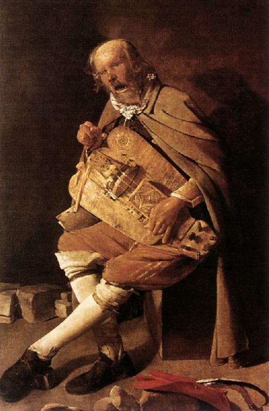 LA TOUR, Georges de The Hurdy-gurdy Player oil painting image